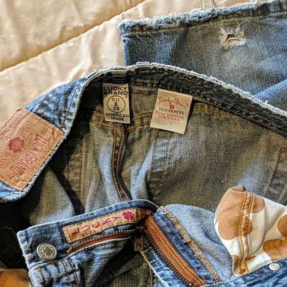 Lucky Brand dungaree jeans Sz 8 Long - Picture 2 of 3